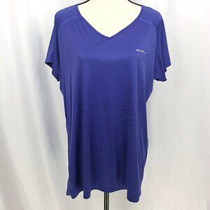 Eddie Bauer FreeVent Top Womens Size 2XL Purple Vented Lightweight V-Neck